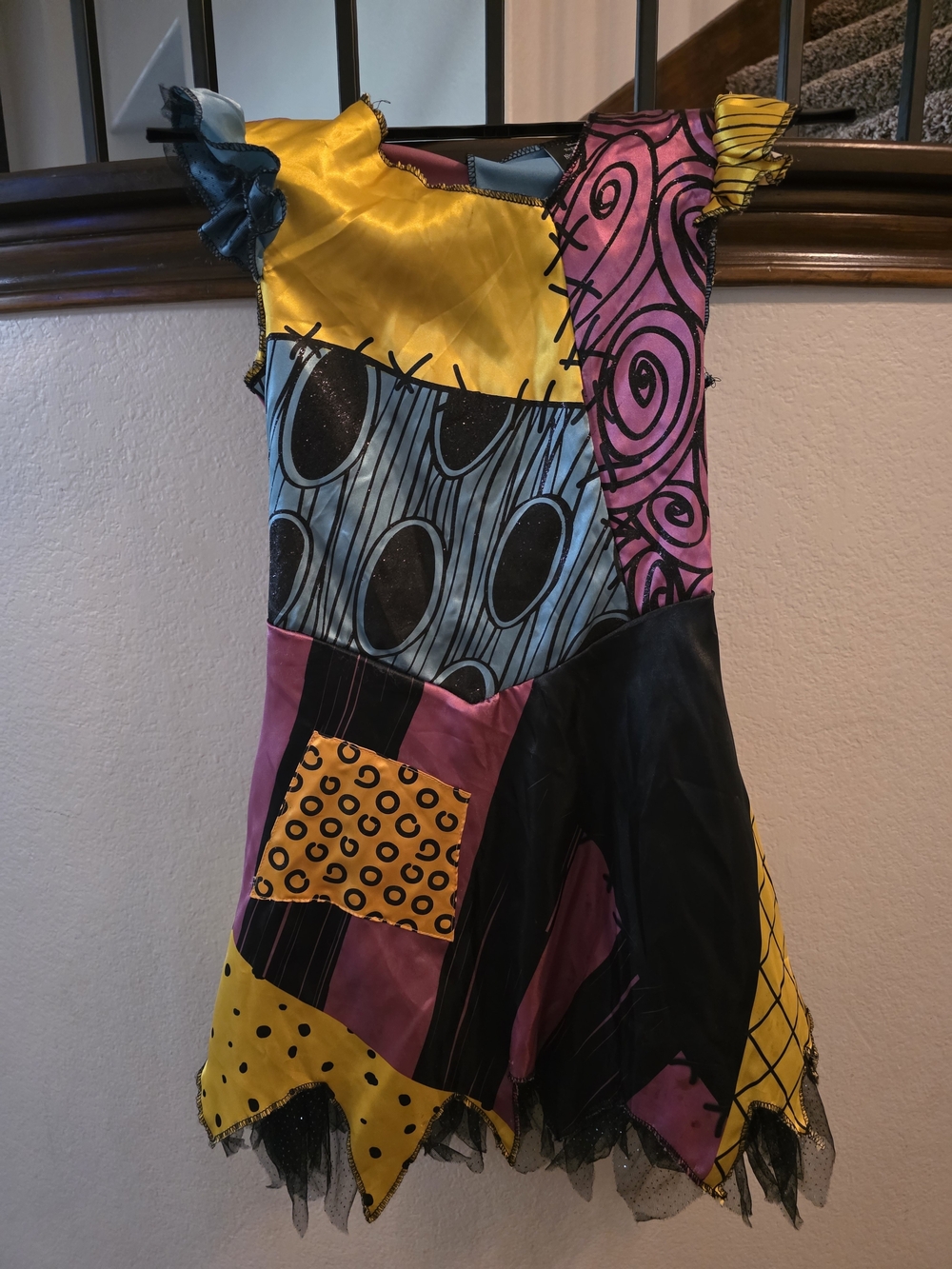 Disney Patchwork Sally Girls Costume Dress - Wig Included, Size S